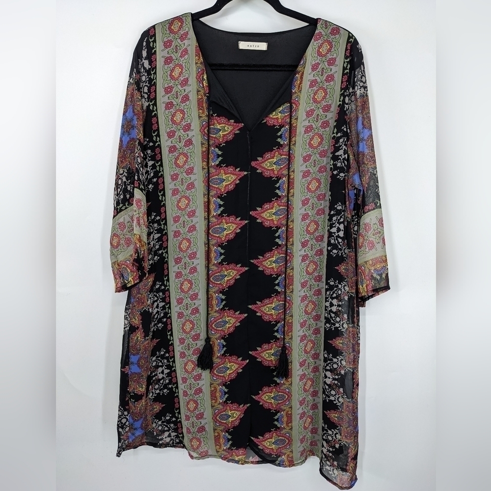 ENTRO Tassel 3/4 Sleeve Dress